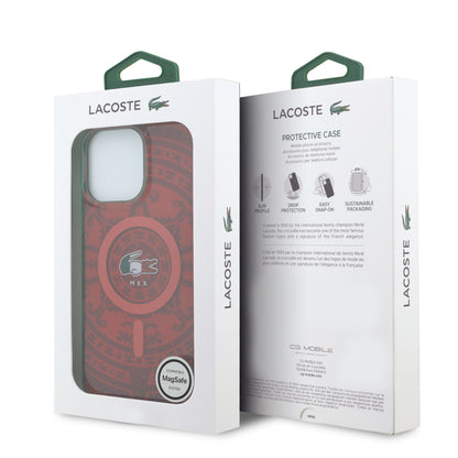Funda Lacoste MagSafe Roja Colección Calendario para iPhone 16 Pro Max | Case Original de Lujo