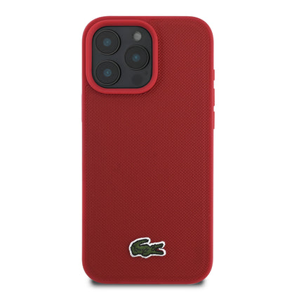 Case Lacoste Logo Bordado MagSafe para iPhone 16 Pro Max Rojo - Protección con Estilo