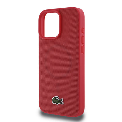 Case Lacoste Logo Bordado MagSafe para iPhone 16 Pro Max Rojo - Protección con Estilo