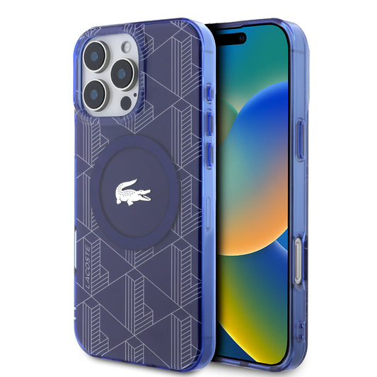 Case Lacoste Monograma MGSF IP 16 Pro Max Azul | Estilo y Protección Premium