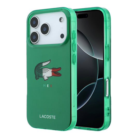 Funda Lacoste MagSafe Verde con Diseño Tricolor para iPhone 17 Pro | Case Original de Lujo