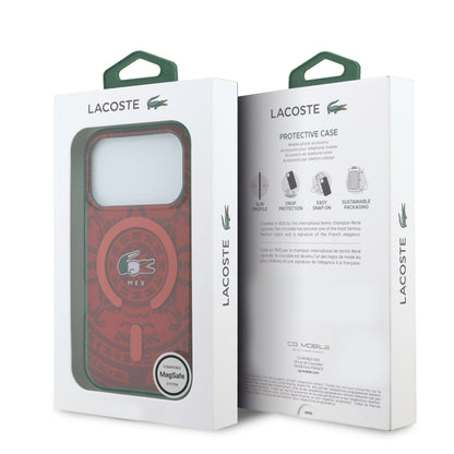 Funda Lacoste MagSafe Roja Colección Calendario para iPhone 17 Pro | Case Original de Lujo