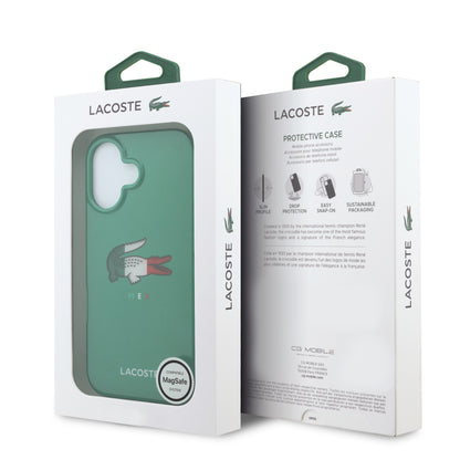 Funda Lacoste MagSafe Verde con Diseño Tricolor para iPhone 17 | Case Original de Lujo