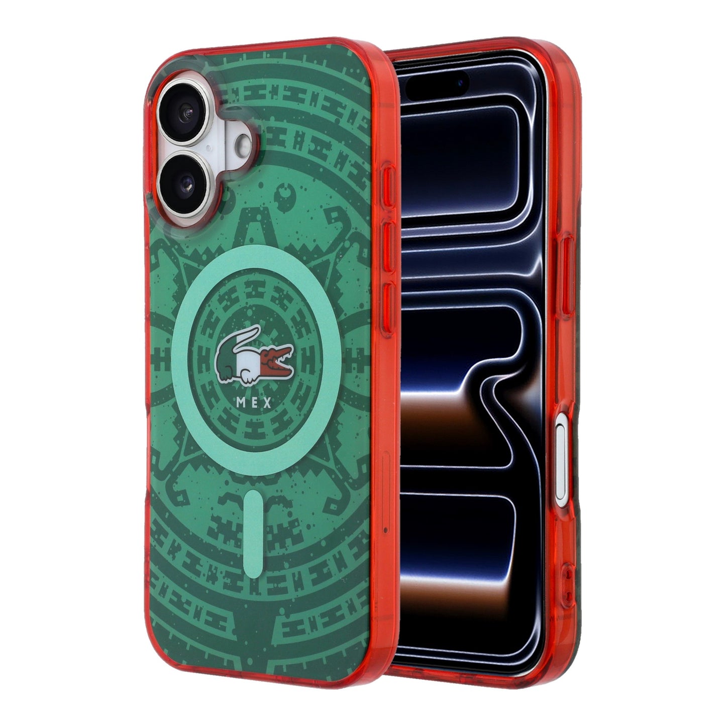 Funda Lacoste MagSafe Verde Colección Calendario para iPhone 17 | Case Original de Lujo