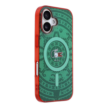 Funda Lacoste MagSafe Verde Colección Calendario para iPhone 17 | Case Original de Lujo