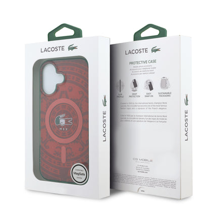 Funda Lacoste MagSafe Roja Colección Calendario para iPhone 17 | Case Original de Lujo