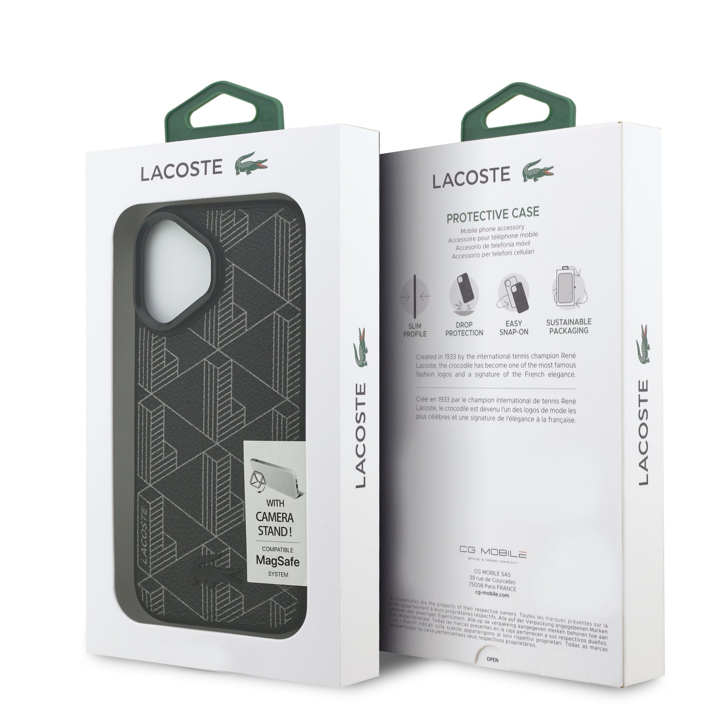 Funda Lacoste MagSafe con Soporte Integrado "The Blend" para iPhone 17 - Case Original Negro de Lujo