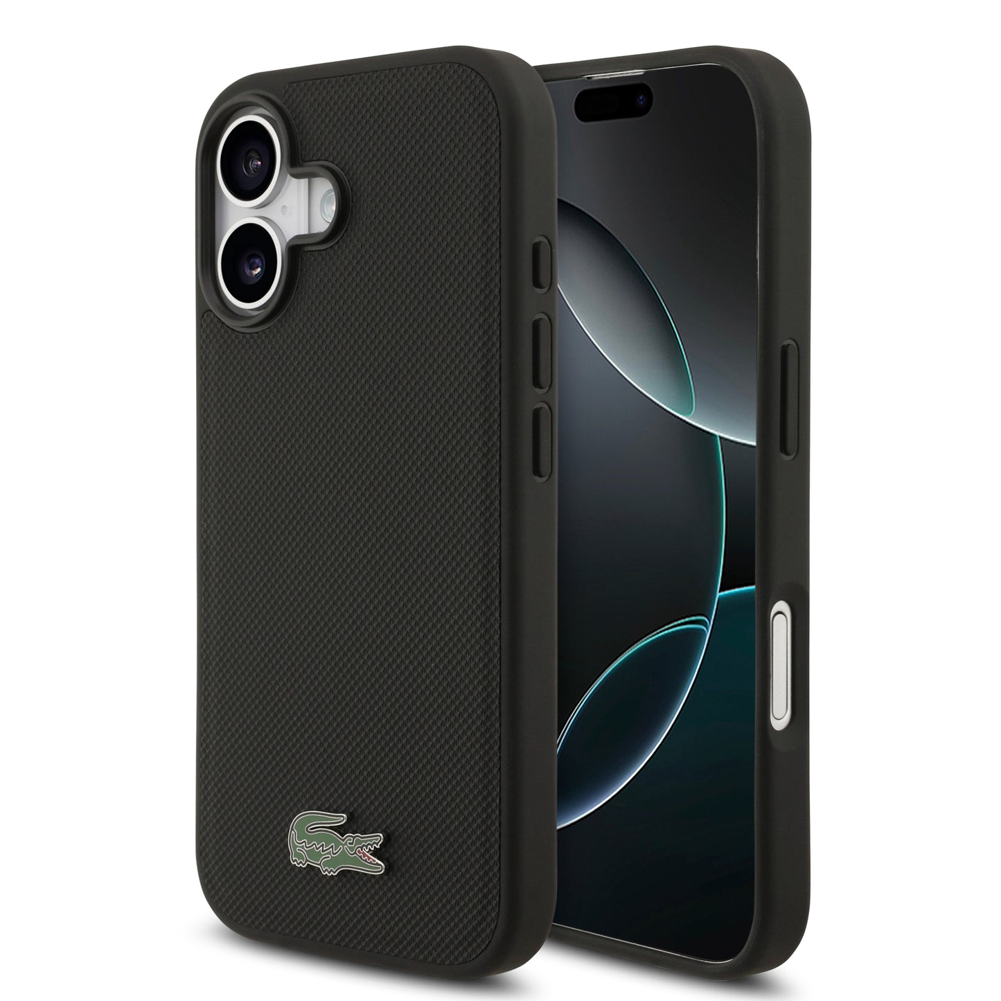 [PRE-VENTA] Case Lacoste Iconic Petit Piqué Negro para iPhone 17 – Funda Rígida MagSafe con Logo Lacoste Lacado