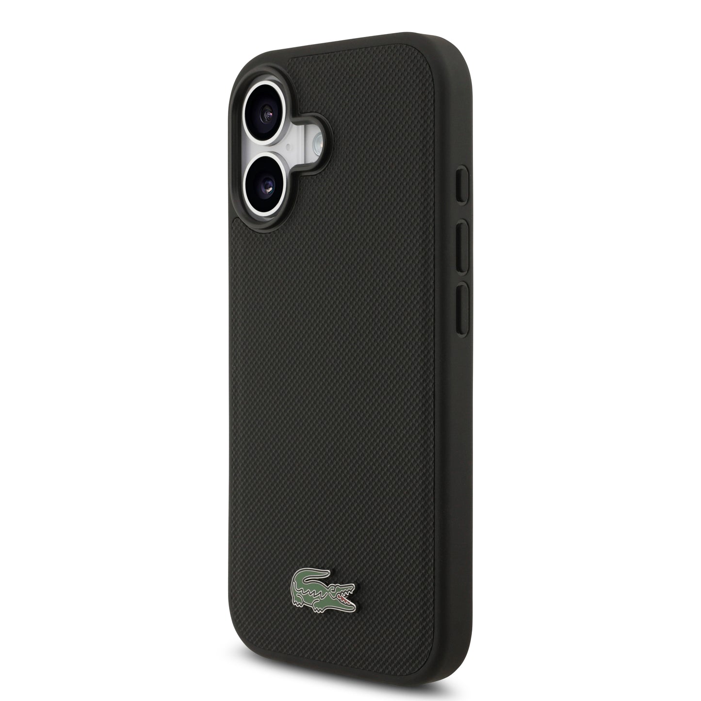 [PRE-VENTA] Case Lacoste Iconic Petit Piqué Negro para iPhone 17 – Funda Rígida MagSafe con Logo Lacoste Lacado