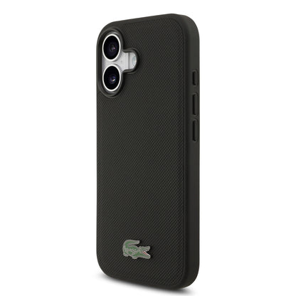 [PRE-VENTA] Case Lacoste Iconic Petit Piqué Negro para iPhone 17 – Funda Rígida MagSafe con Logo Lacoste Lacado