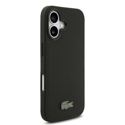 [PRE-VENTA] Case Lacoste Iconic Petit Piqué Negro para iPhone 17 – Funda Rígida MagSafe con Logo Lacoste Lacado