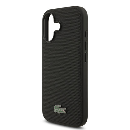 [PRE-VENTA] Case Lacoste Iconic Petit Piqué Negro para iPhone 17 – Funda Rígida MagSafe con Logo Lacoste Lacado