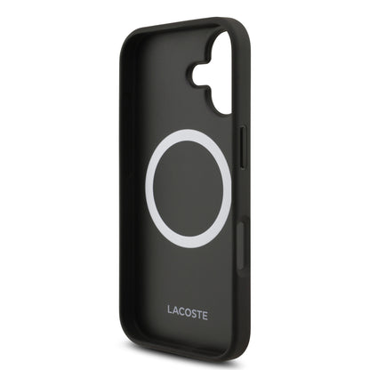 [PRE-VENTA] Case Lacoste Iconic Petit Piqué Negro para iPhone 17 – Funda Rígida MagSafe con Logo Lacoste Lacado