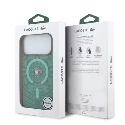 Funda Lacoste MagSafe Verde Colección Calendario para iPhone 17 Pro Max | Case Original de Lujo
