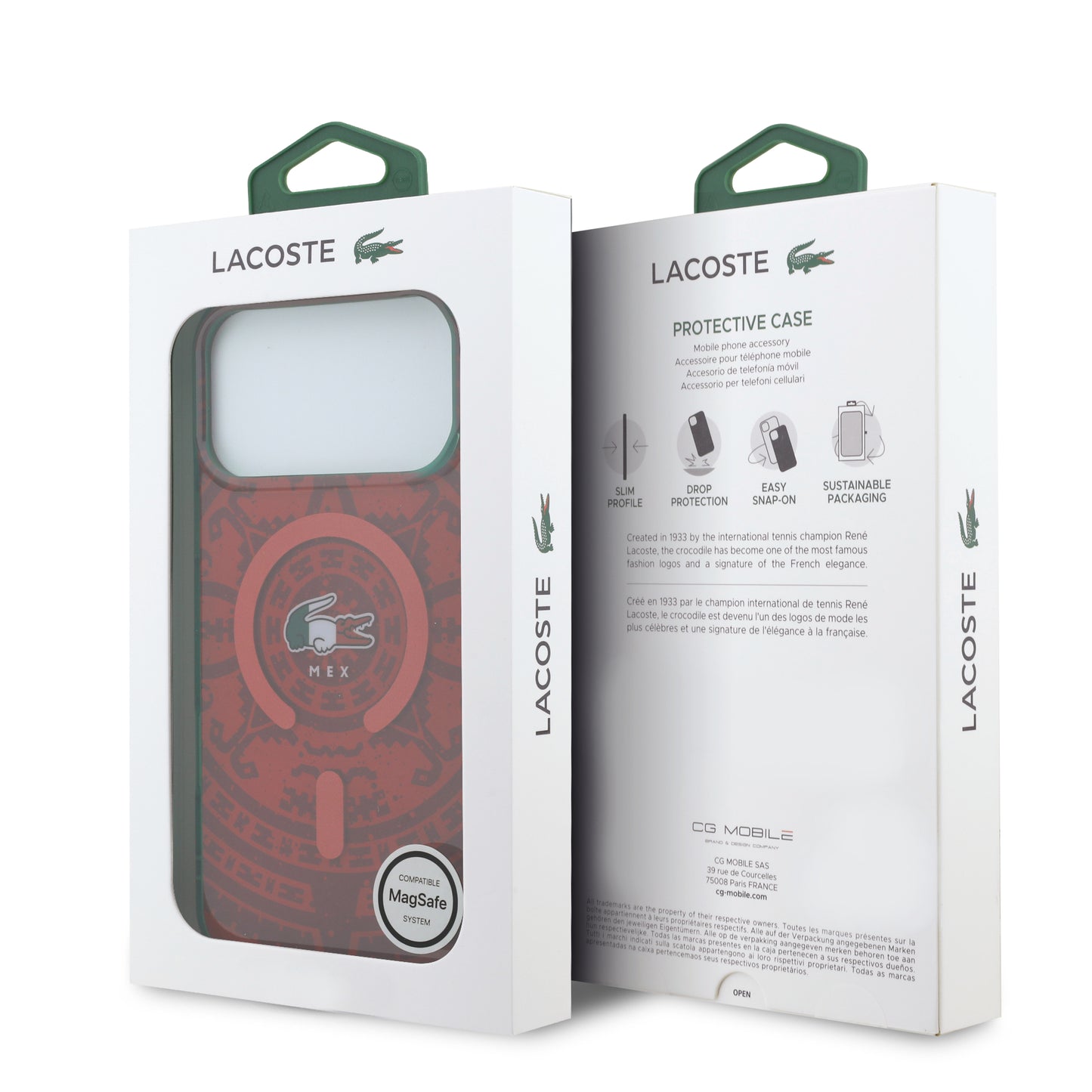 Funda Lacoste MagSafe Roja Colección Calendario para iPhone 17 Pro Max | Case Original de Lujo