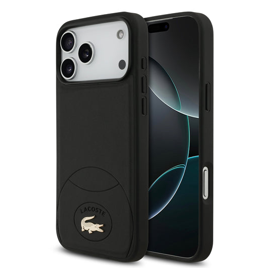 Funda Lacoste MagSafe de Piel Negra Colección Bliss para iPhone 17 Pro | Case Original con Logo Cocodrilo