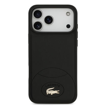 Funda Lacoste MagSafe de Piel Negra Colección Bliss para iPhone 17 Pro Max | Case Original con Logo Cocodrilo