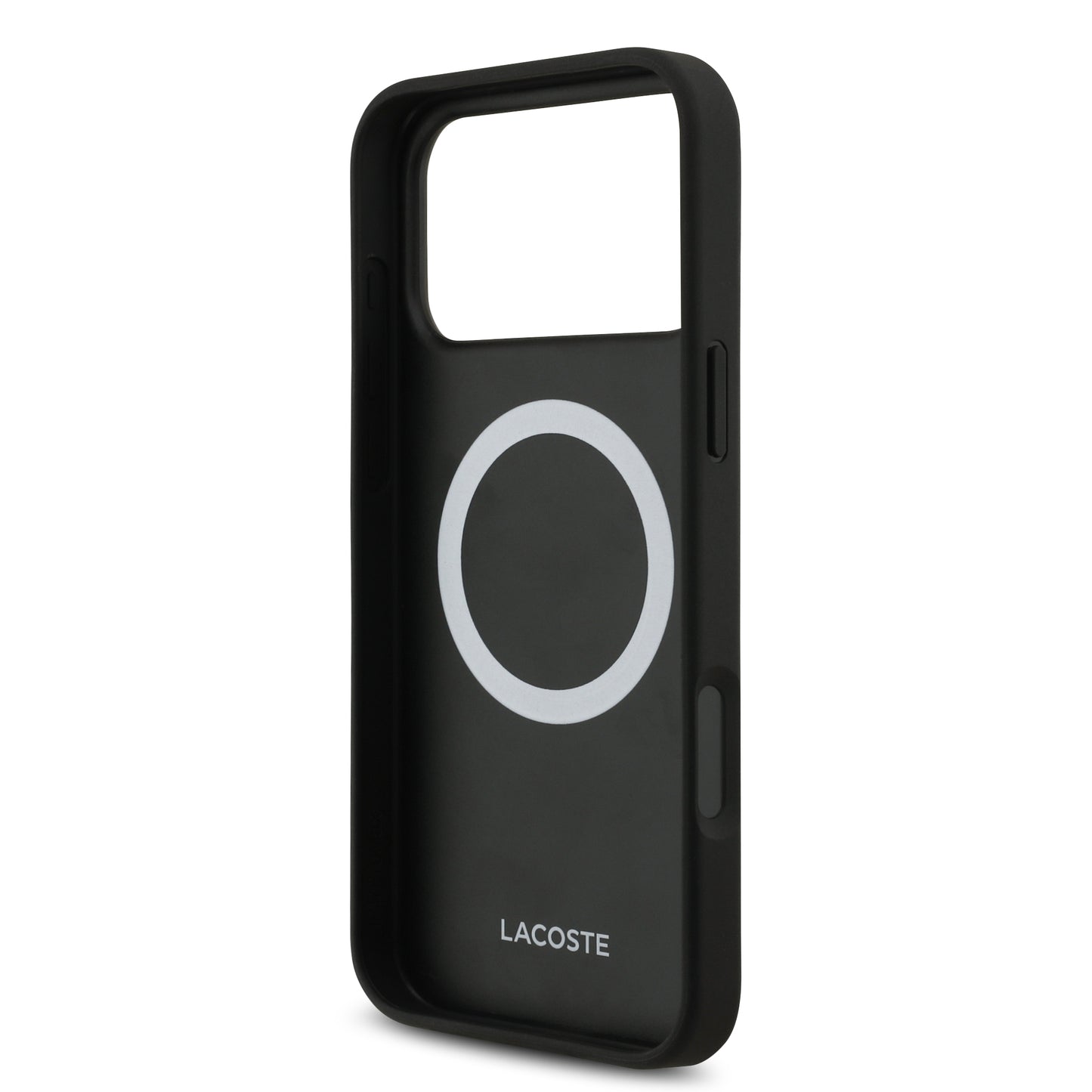 Funda Lacoste MagSafe de Piel Negra Colección Bliss para iPhone 17 Pro | Case Original con Logo Cocodrilo