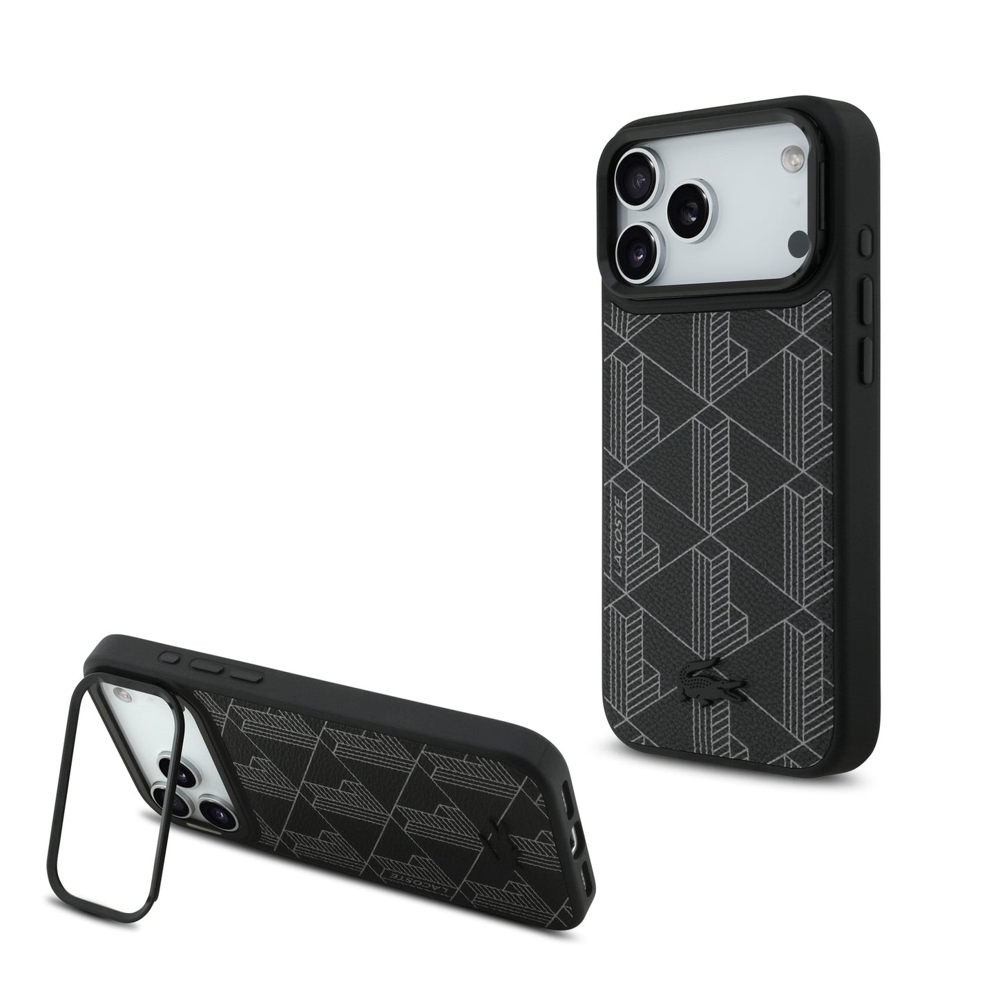 Funda Lacoste MagSafe con Soporte Integrado "The Blend" para iPhone 17 Pro - Case Original de Lujo Negro