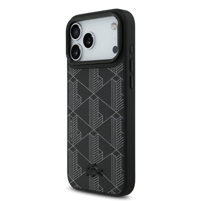 Funda Lacoste MagSafe con Soporte Integrado "The Blend" para iPhone 17 Pro Max | Case Original de Lujo Negro