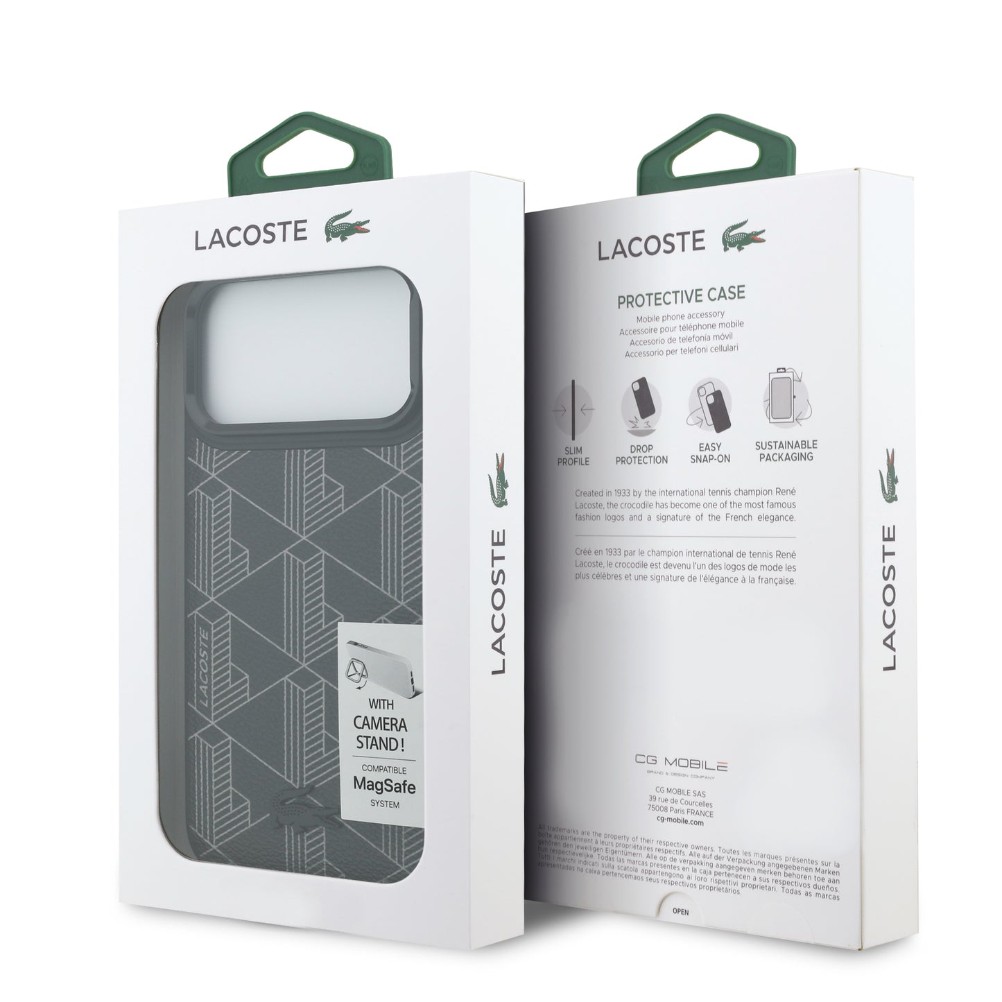Funda Lacoste MagSafe con Soporte Integrado "The Blend" para iPhone 17 Pro Max | Case Original de Lujo Negro