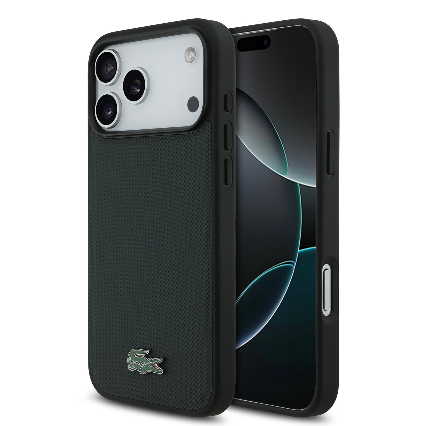 Funda Lacoste MagSafe Verde Sinople Textura Petit Piqué para iPhone 17 Pro Max | Case Original de Lujo