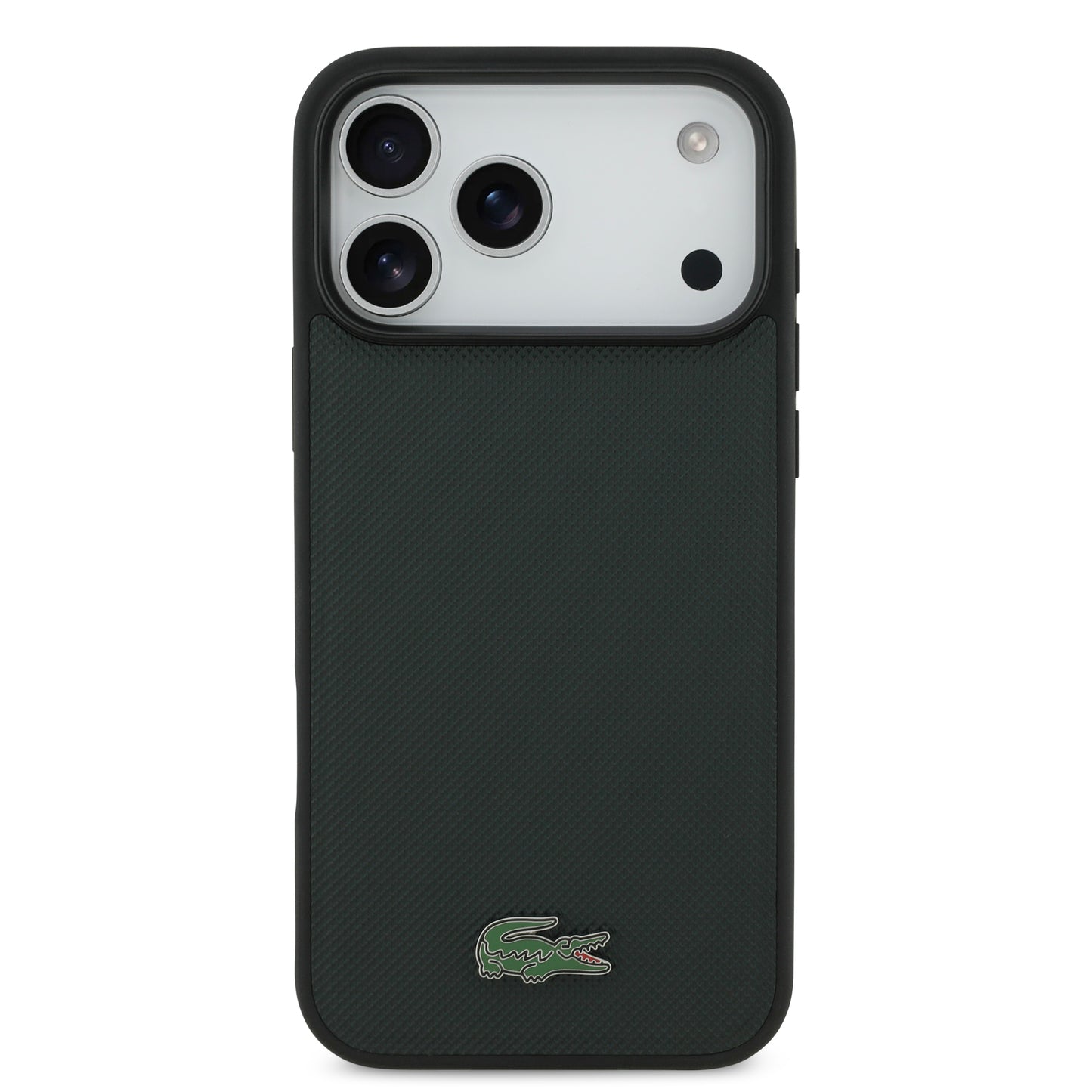 Funda Lacoste MagSafe Verde Sinople Textura Petit Piqué para iPhone 17 Pro Max | Case Original de Lujo