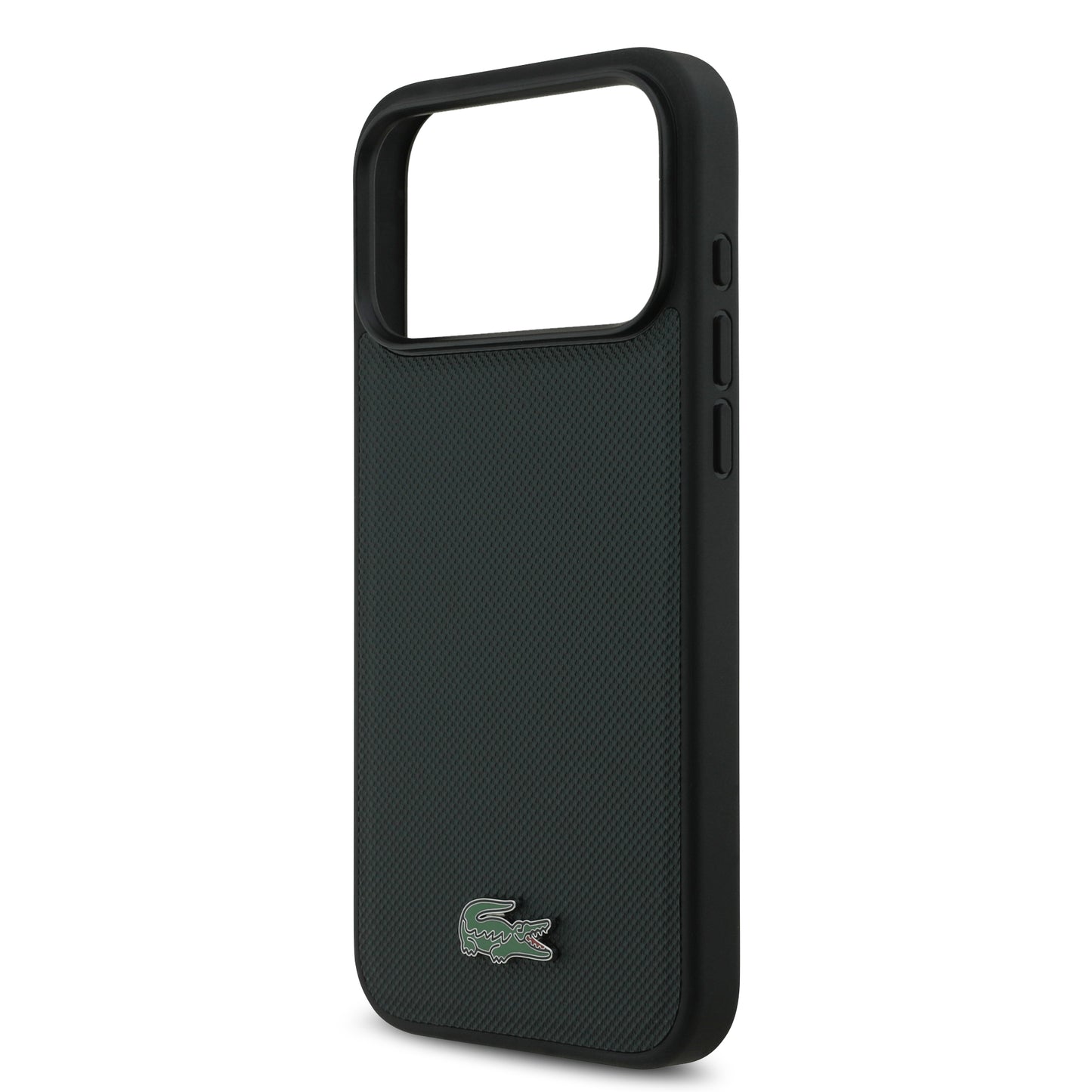 Funda Lacoste MagSafe Verde Sinople Textura Petit Piqué para iPhone 17 Pro Max | Case Original de Lujo