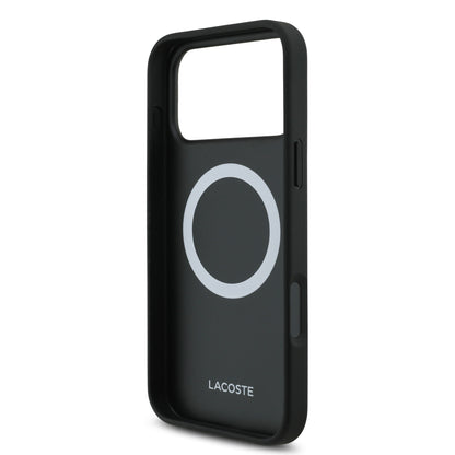 Funda Lacoste MagSafe Verde Sinople Textura Petit Piqué para iPhone 17 Pro Max | Case Original de Lujo