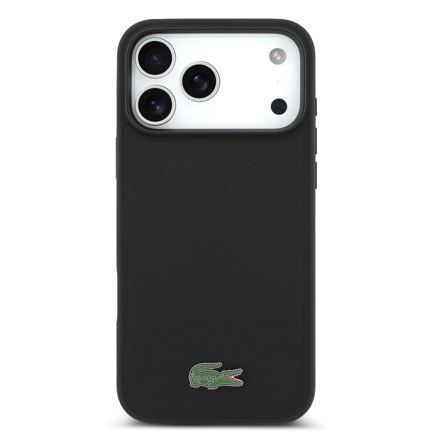 [PRE-VENTA] Case Lacoste Iconic Petit Piqué Negro para iPhone 17 Pro Max – Funda Rígida MagSafe con Logo Lacoste Lacado