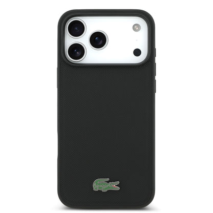 [PRE-VENTA] Case Lacoste Iconic Petit Piqué Negro para iPhone 17 Pro – Funda Rígida MagSafe con Logo Lacoste Lacado