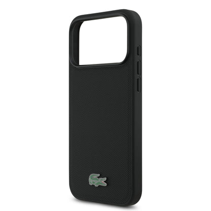 [PRE-VENTA] Case Lacoste Iconic Petit Piqué Negro para iPhone 17 Pro Max – Funda Rígida MagSafe con Logo Lacoste Lacado