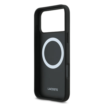 [PRE-VENTA] Case Lacoste Iconic Petit Piqué Negro para iPhone 17 Pro – Funda Rígida MagSafe con Logo Lacoste Lacado