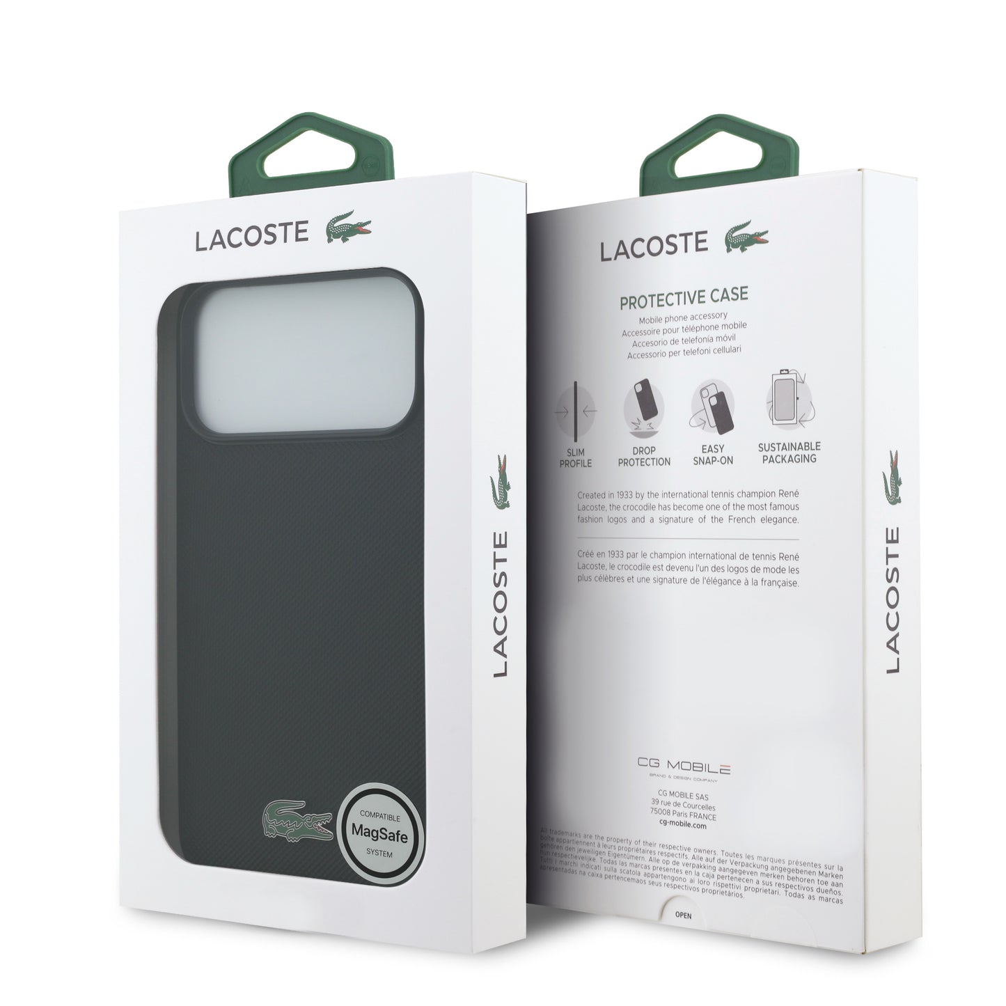 [PRE-VENTA] Case Lacoste Iconic Petit Piqué Negro para iPhone 17 Pro Max – Funda Rígida MagSafe con Logo Lacoste Lacado
