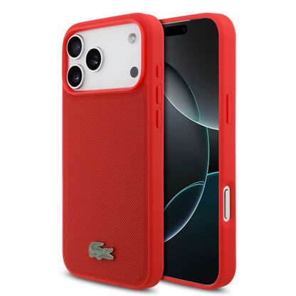 Funda Lacoste MagSafe de Petit Piqué con Logo de Cocodrilo para iPhone 17 Pro Max - Rojo | Case Original de Lujo
