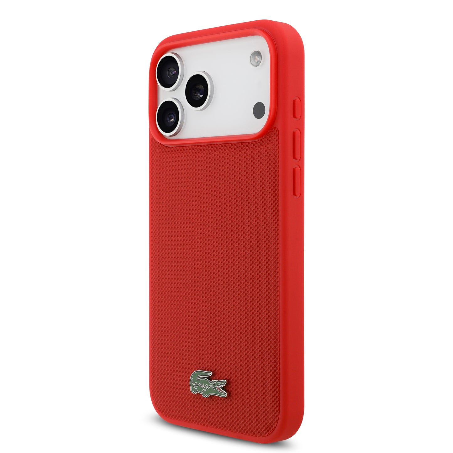 Funda Lacoste MagSafe de Petit Piqué con Logo de Cocodrilo para iPhone 17 Pro Max - Rojo | Case Original de Lujo