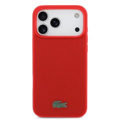 Funda Lacoste MagSafe de Petit Piqué con Logo de Cocodrilo para iPhone 17 Pro Max - Rojo | Case Original de Lujo