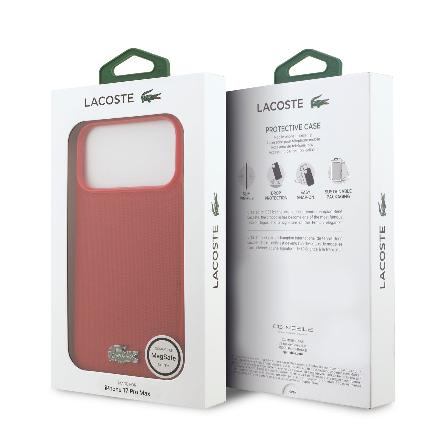 Funda Lacoste MagSafe de Petit Piqué con Logo de Cocodrilo para iPhone 17 Pro Max - Rojo | Case Original de Lujo
