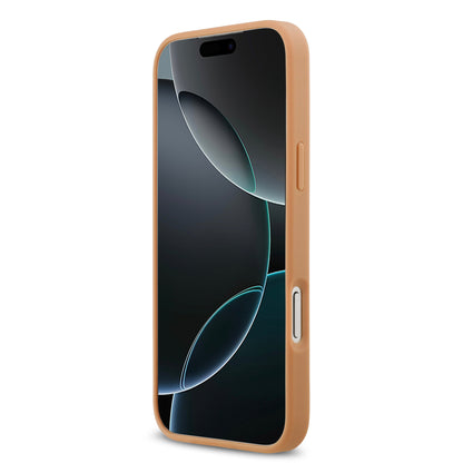 Funda Lacoste MagSafe de Piel Rosa con Monograma y Logo Dorado para iPhone 17 Pro | Case Original de Lujo