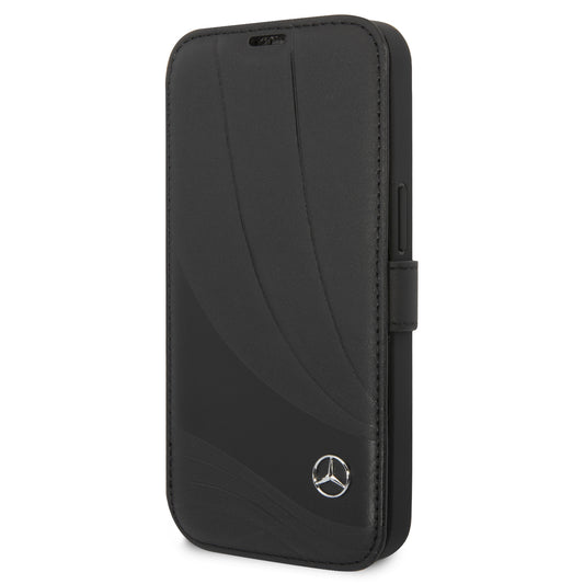Funda Mercedes-Benz de Piel Diseño Ondas Negra para iPhone 14 Pro | Original