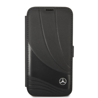 Funda Mercedes-Benz de Piel Diseño Ondas Negra para iPhone 14 Pro | Original