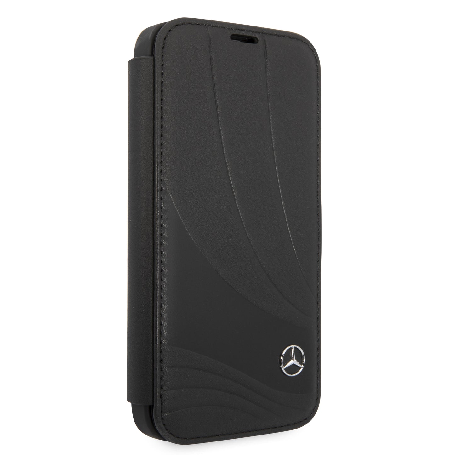 Funda Mercedes-Benz de Piel Diseño Ondas Negra para iPhone 14 Pro | Original