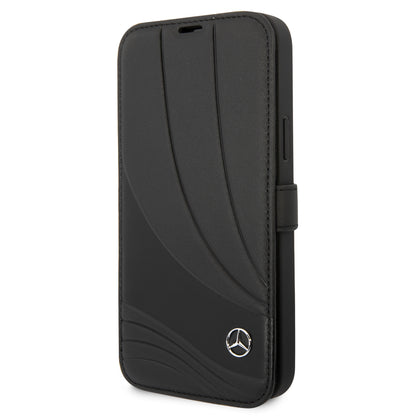 Funda Mercedes-Benz de Piel Diseño Olas para iPhone 14 Plus Negra | Original