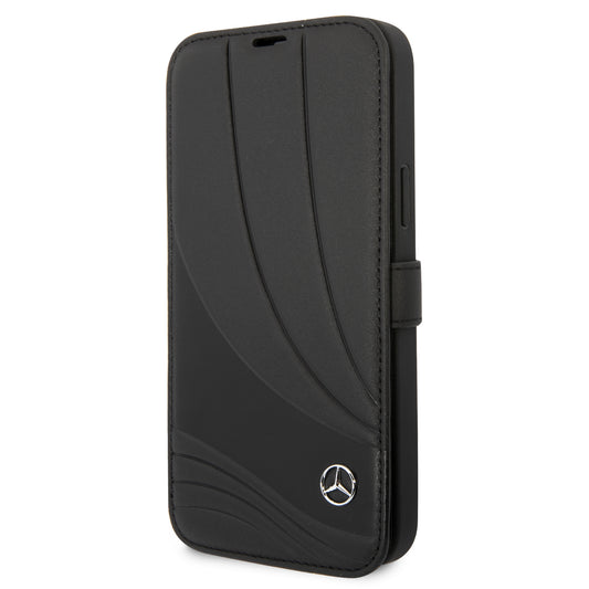 Funda Mercedes-Benz de Piel Diseño Olas para iPhone 14 Plus Negra | Original