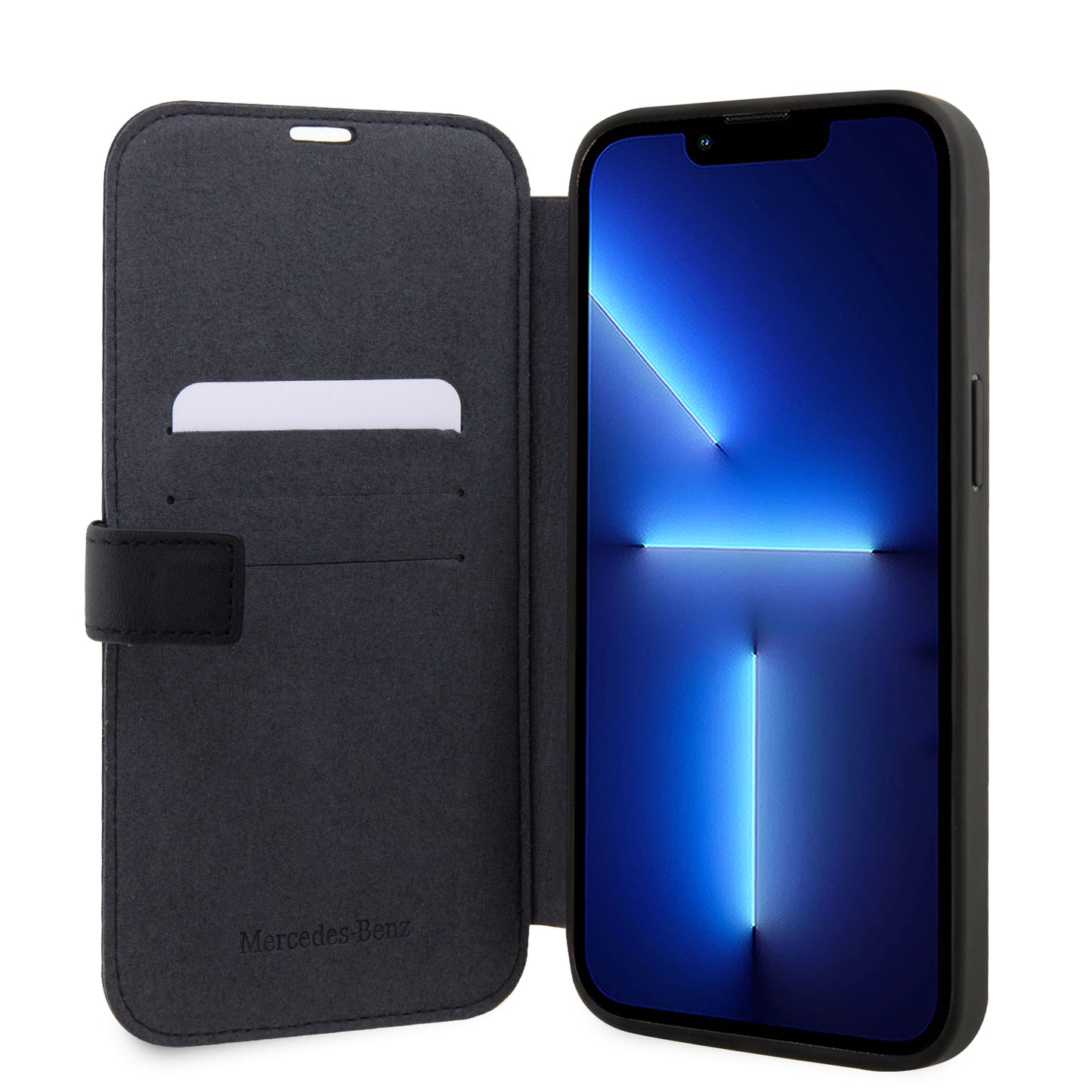 Funda Mercedes-Benz de Piel Negra con Costura en U para iPhone 14 Plus | Original