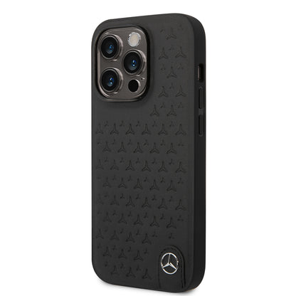 Funda Mercedes-Benz de Piel Grabada iPhone 14 Pro Negra