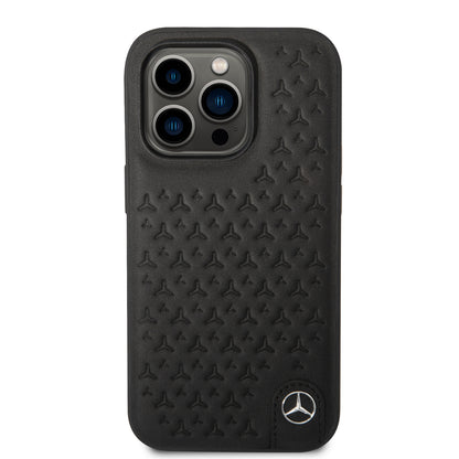 Funda Mercedes-Benz de Piel Grabada iPhone 14 Pro Negra