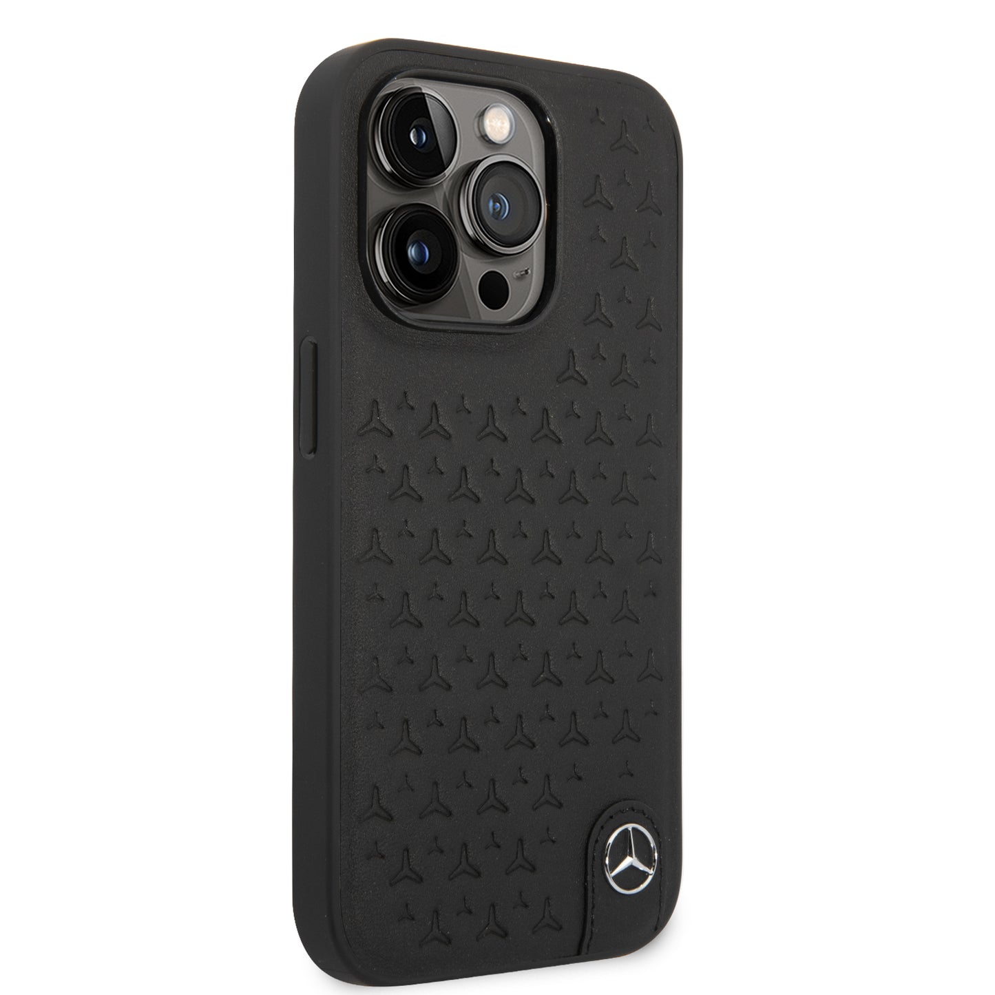 Funda Mercedes-Benz de Piel Grabada iPhone 14 Pro Negra