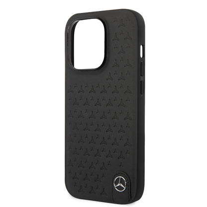 Funda Mercedes-Benz de Piel Grabada iPhone 14 Pro Negra