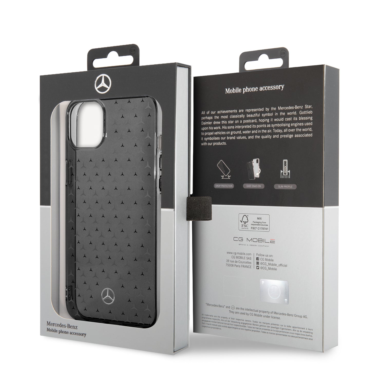 Funda Mercedes-Benz Estrellas Plata para iPhone 14 Plus Negra | Original